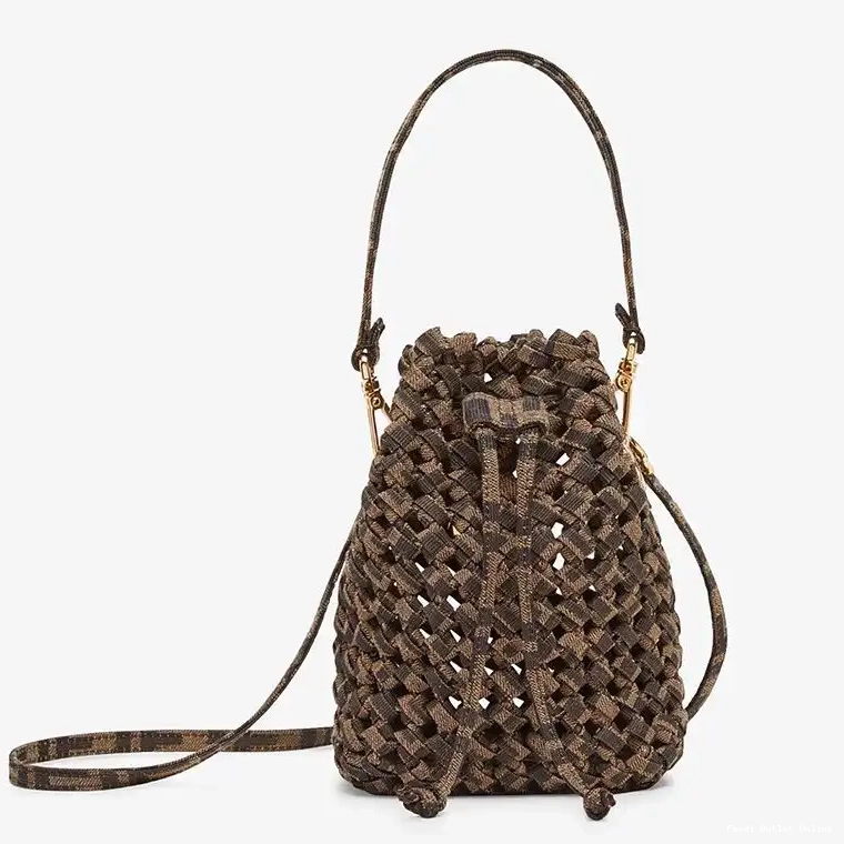 Affordable Interlace Tresor Coffee Mon Bag Fabric In Bucket Mini Fendi 0622